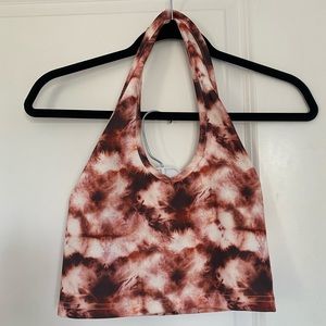 Brown/White tie dyed pattern Tiger Mist athletic set.